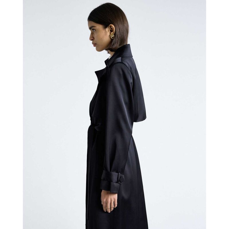 Cue Dark Ink Matte Satin Viscose Trench image number 2